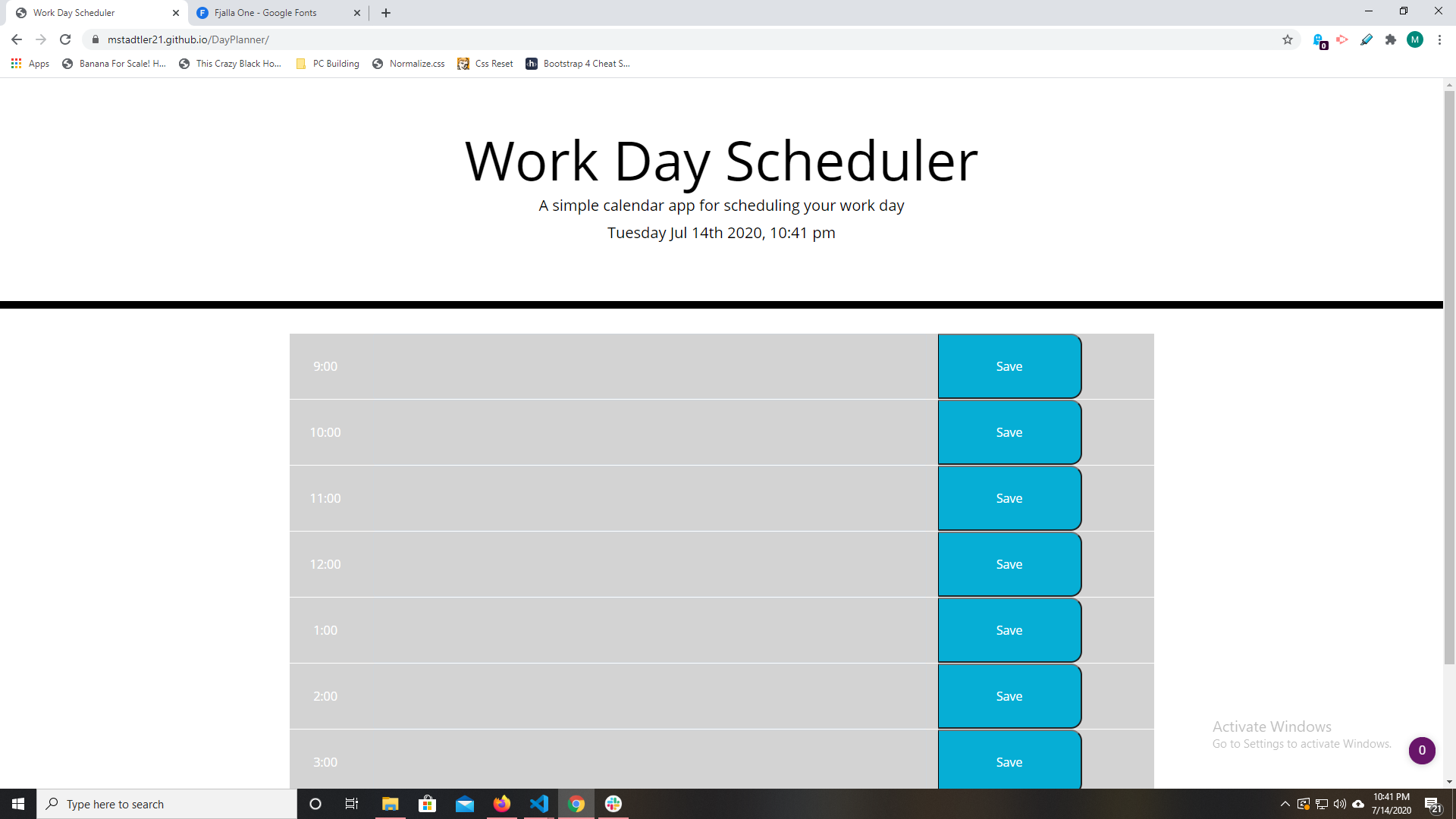 Day Planner Website